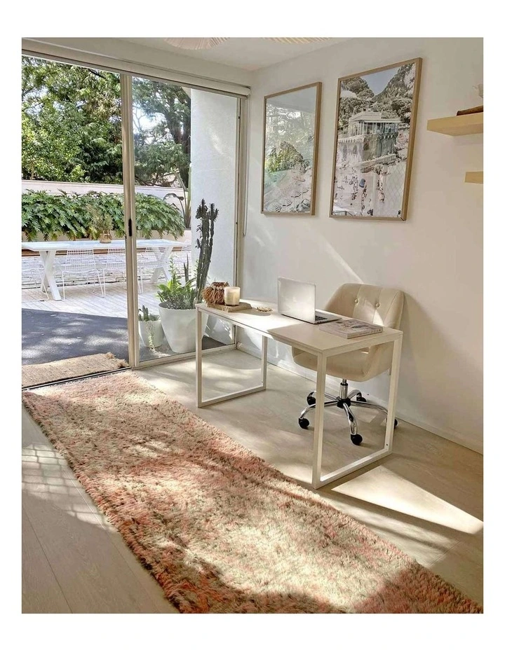 MISS AMARA  MONIKA PEACH AND GREEN ABSTRACT DIAMOND WOOL RUNNER RUG image 5