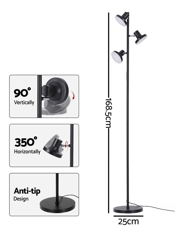 Artiss LED Tree Floor Lamp 36W Dimmable 3 Rotatable Lights Remote Touch Control image 2