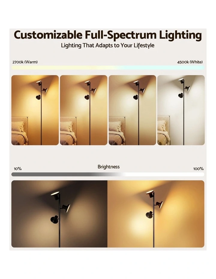 Artiss RGB Floor Lamp LED with 3 Swivel Lights Color Changing Lamp with Remote Stepless Dimmable image 5