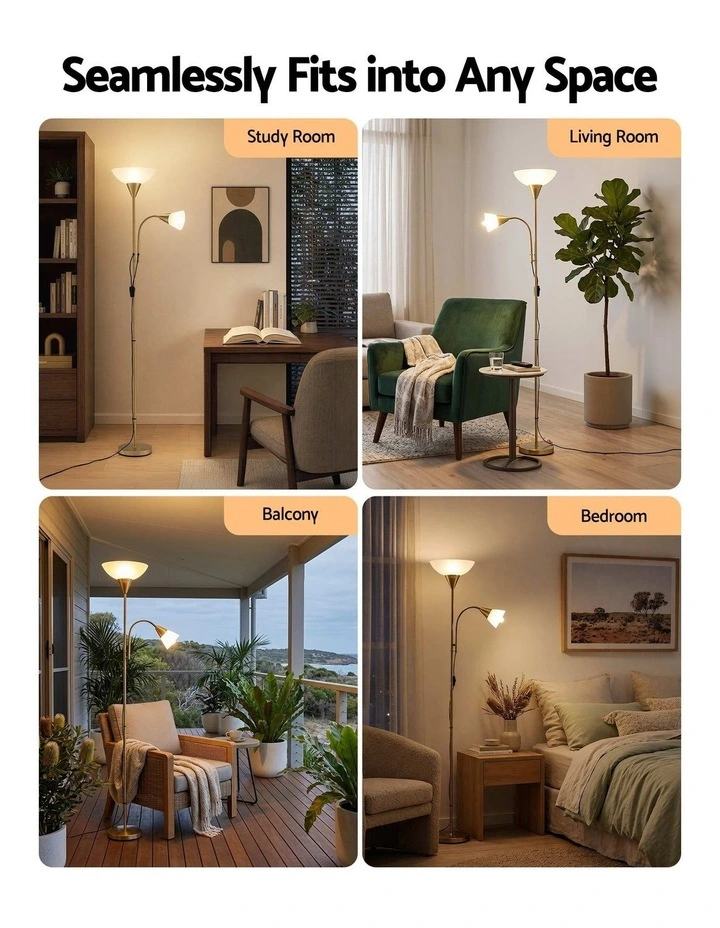 Artiss Gold Floor Lamp with Reading Light Mother & Child E27 E14 Bulb Not Included image 4