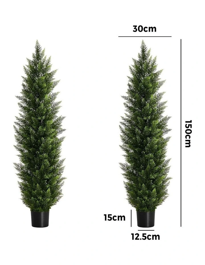 Livsip 2 Pack Artificial Topiary Cedar Tree 150cm Potted Faux Pine Plant image 2