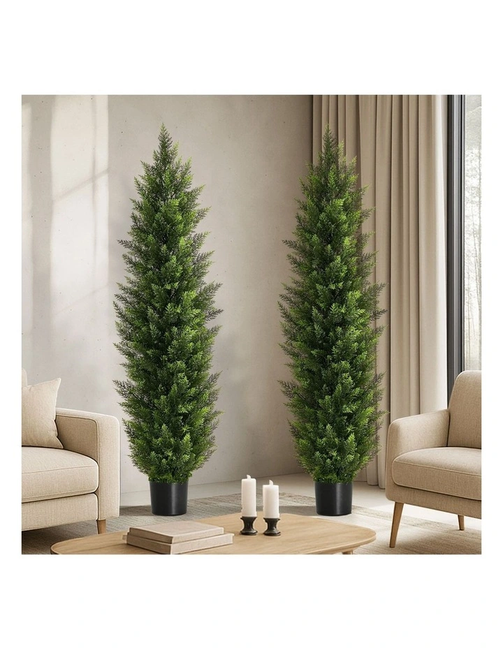 Livsip 2 Pack Artificial Topiary Cedar Tree 150cm Potted Faux Pine Plant image 3