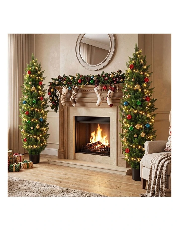 Livsip 2 Pack Artificial Topiary Cedar Tree 150cm Potted Faux Pine Plant image 5