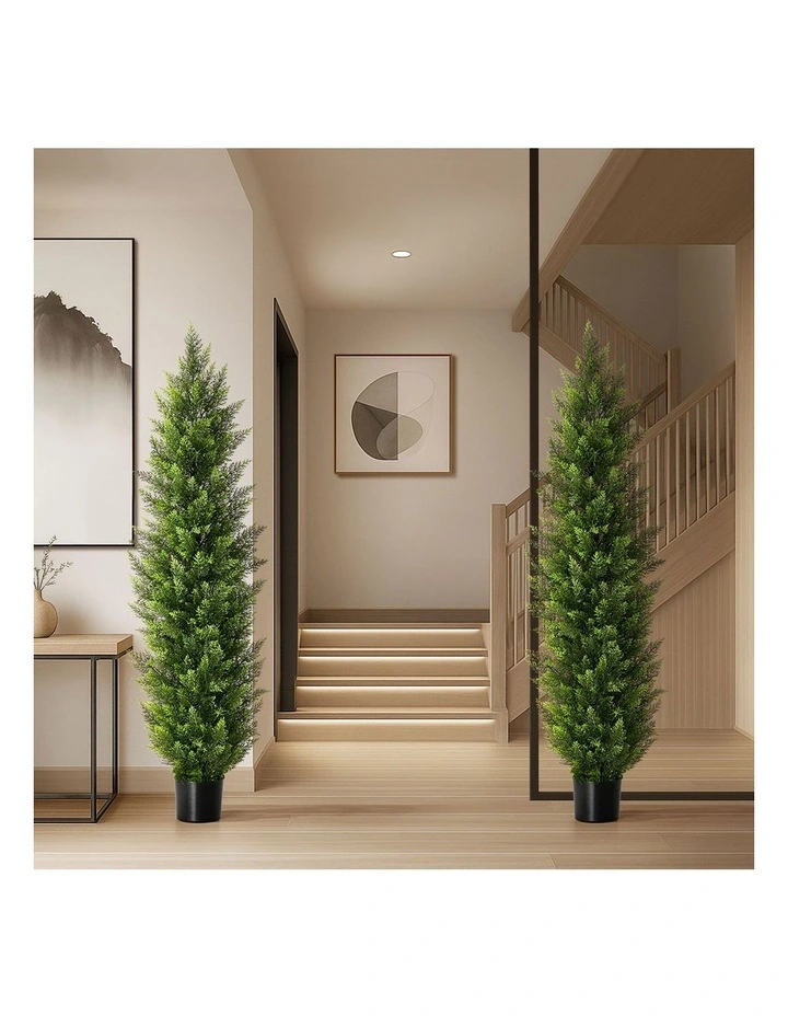 Livsip 2 Pack Artificial Topiary Cedar Tree 150cm Potted Faux Pine Plant image 6
