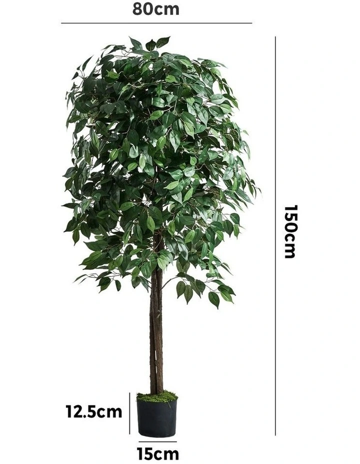 Livsip 150cm Artificial Ficus Tree Lifelike Faux Potted Plants Home Garden Decor image 2