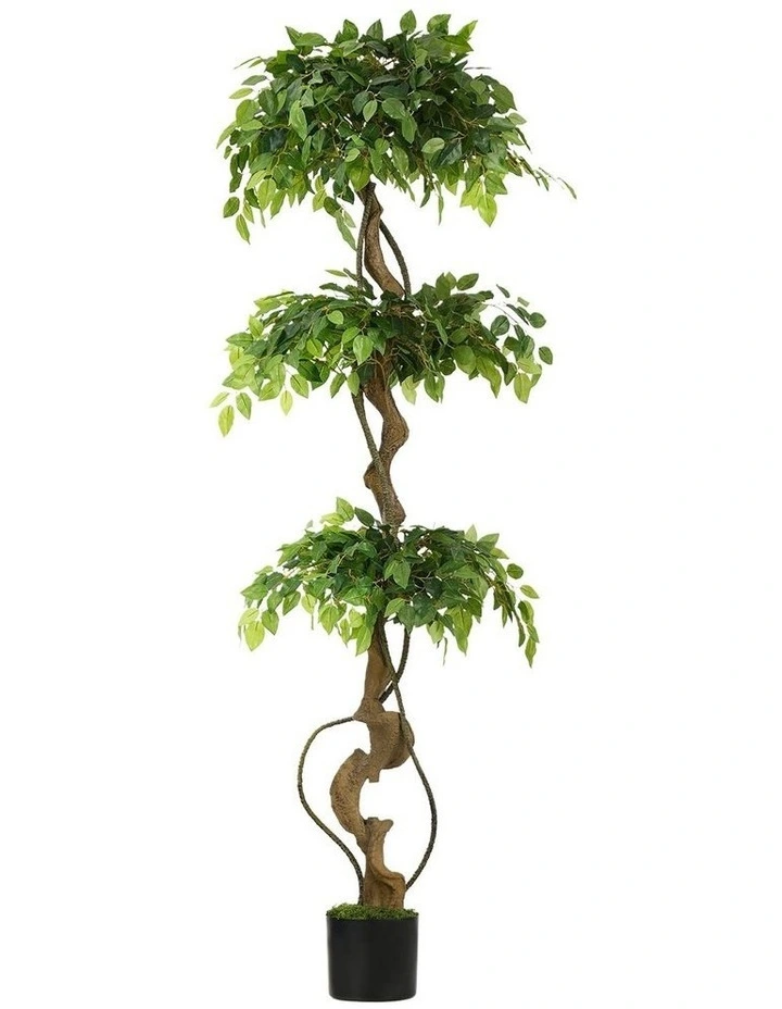 Livsip 180cm Artificial Ficus Tree Large Twisted Ficus Faux Potted Plant image 1
