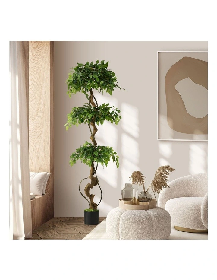 Livsip 180cm Artificial Ficus Tree Large Twisted Ficus Faux Potted Plant image 4