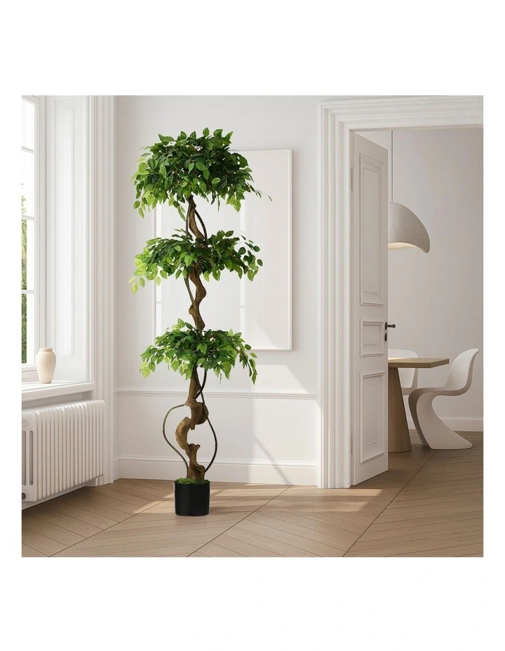 Livsip 180cm Artificial Ficus Tree Large Twisted Ficus Faux Potted Plant image 6