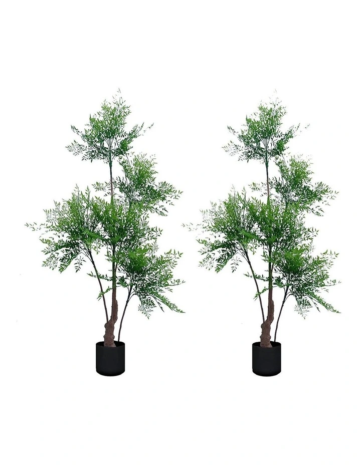 SOGA 2 Pack Nandina Heavenly Bamboo Artificial Tree 180cm image 1