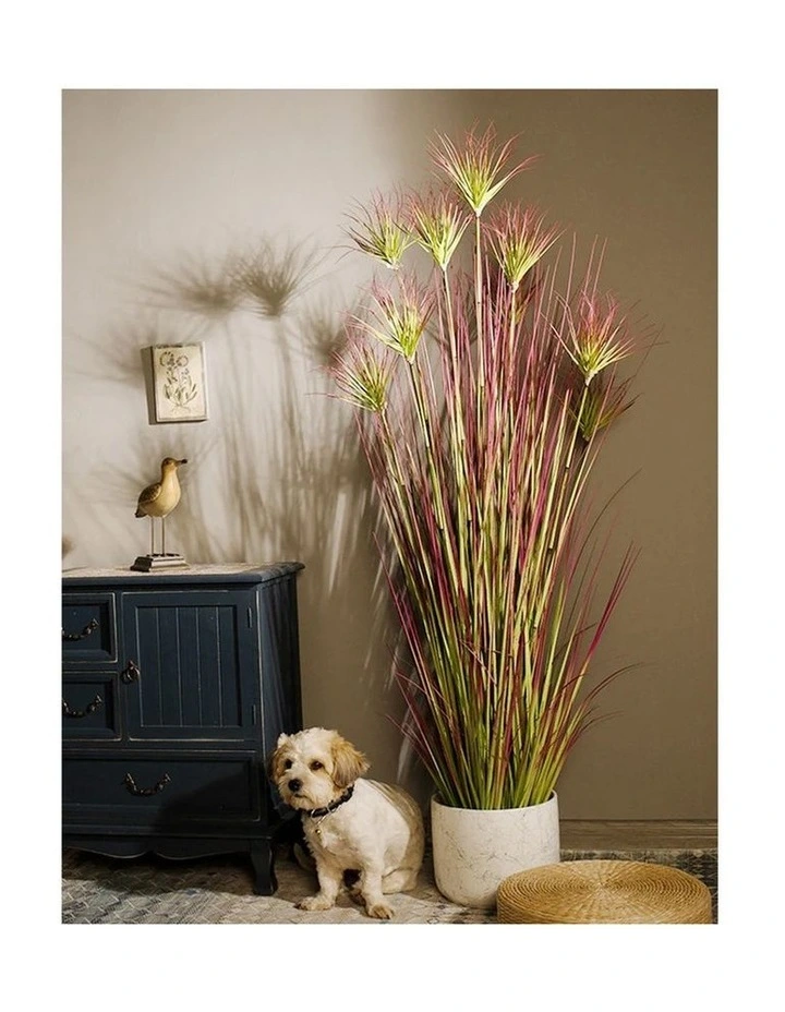 SOGA Purple Red Papyrus Artificial Plant 120cm image 7