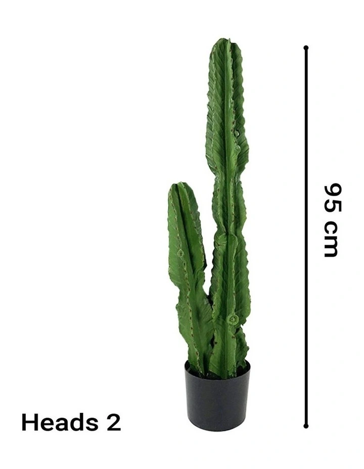 SOGA 2 Pack Cactus Artificial Plant 2 Heads 95cm image 2