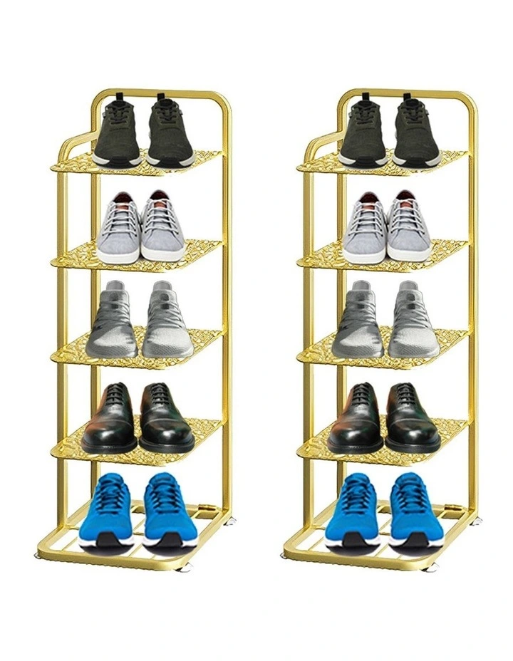 SOGA 2X 5 Tier Gold Plated Metal Shoe Organizer Space Saving Portable Footwear image 1