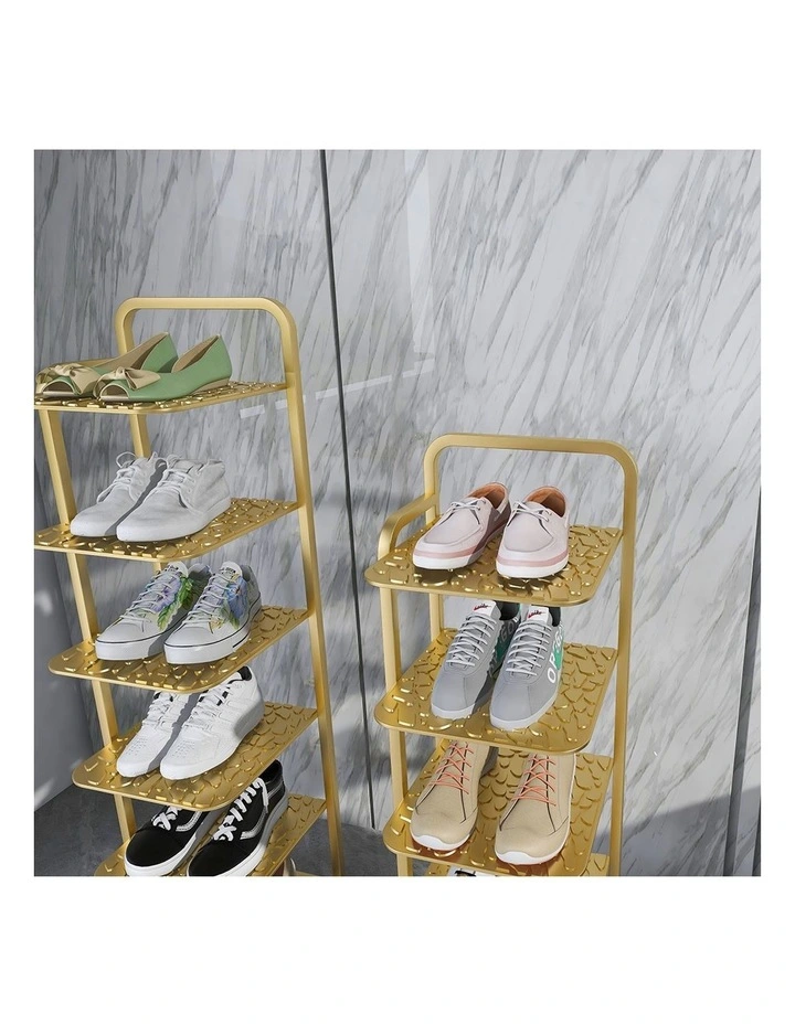 SOGA 2X 5 Tier Gold Plated Metal Shoe Organizer Space Saving Portable Footwear image 3