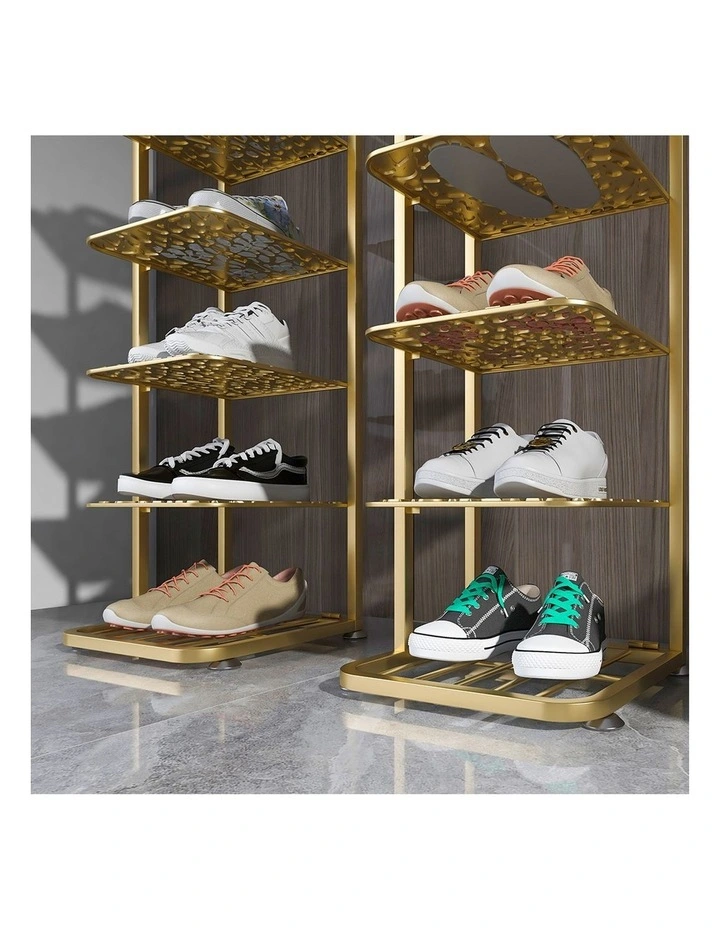 SOGA 2X 5 Tier Gold Plated Metal Shoe Organizer Space Saving Portable Footwear image 4