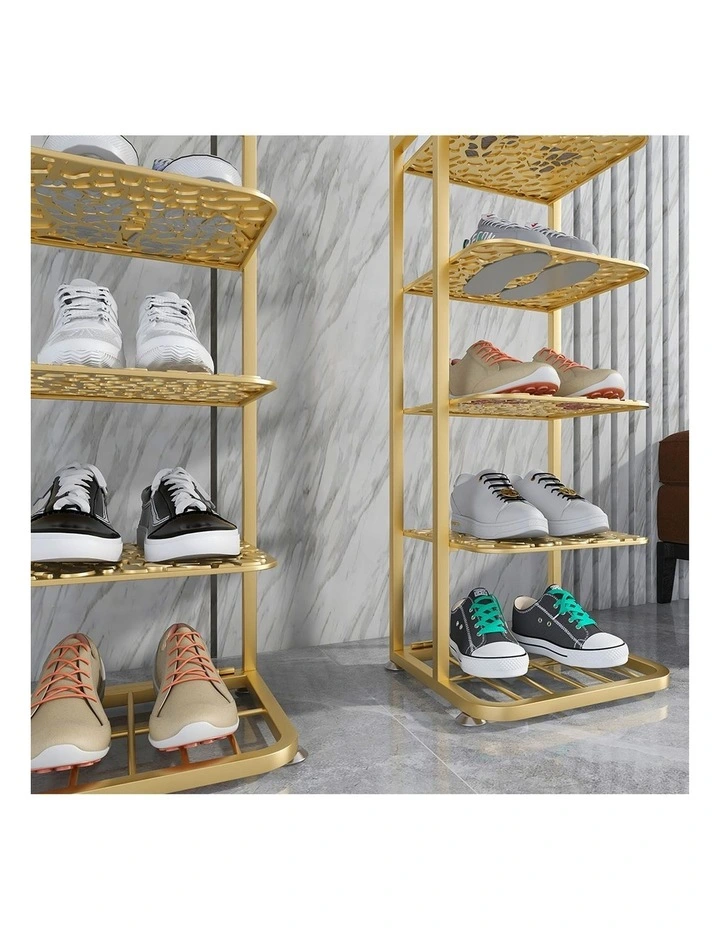 SOGA 2X 5 Tier Gold Plated Metal Shoe Organizer Space Saving Portable Footwear image 6