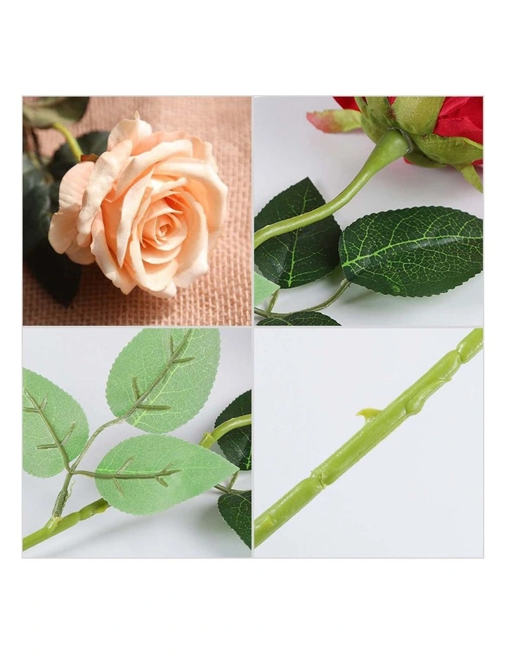 SOGA 20pcs Artificial Silk Flower Fake Rose Bouquet Table Decor Champion image 4
