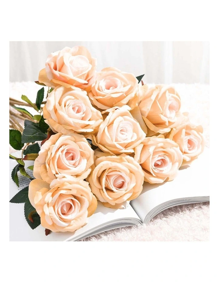 SOGA 20pcs Artificial Silk Flower Fake Rose Bouquet Table Decor Champion image 5