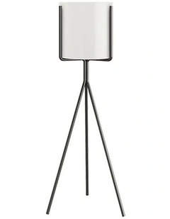 SOGA 70cm Tripod Flower Pot Plant Stand with White Flowerpot Holder Rack Indoor