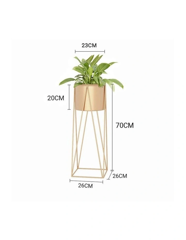 SOGA 2X 70cm Gold Metal Plant Stand with Gold Flower Pot Holder Corner Shelving image 3