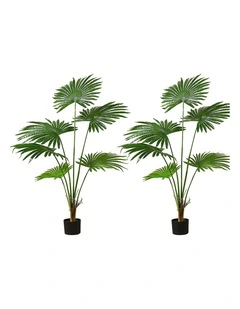 SOGA 2 Pack Fan Palm Artificial Plant 120cm