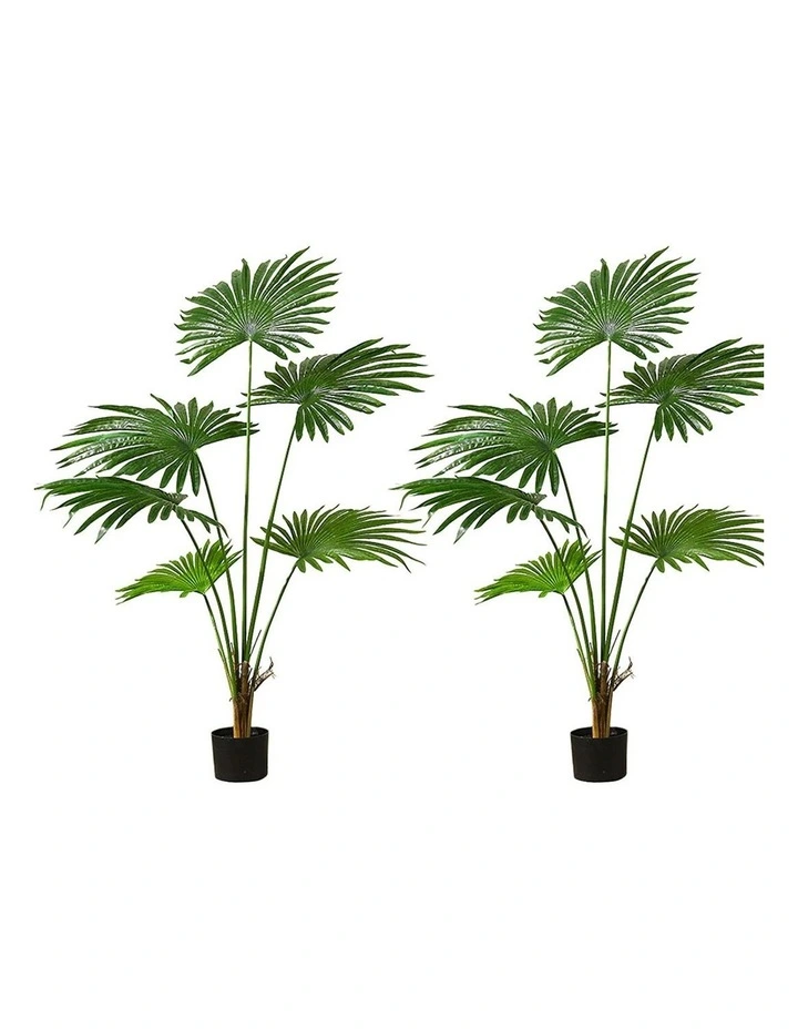 SOGA 2 Pack Fan Palm Artificial Plant 120cm image 1