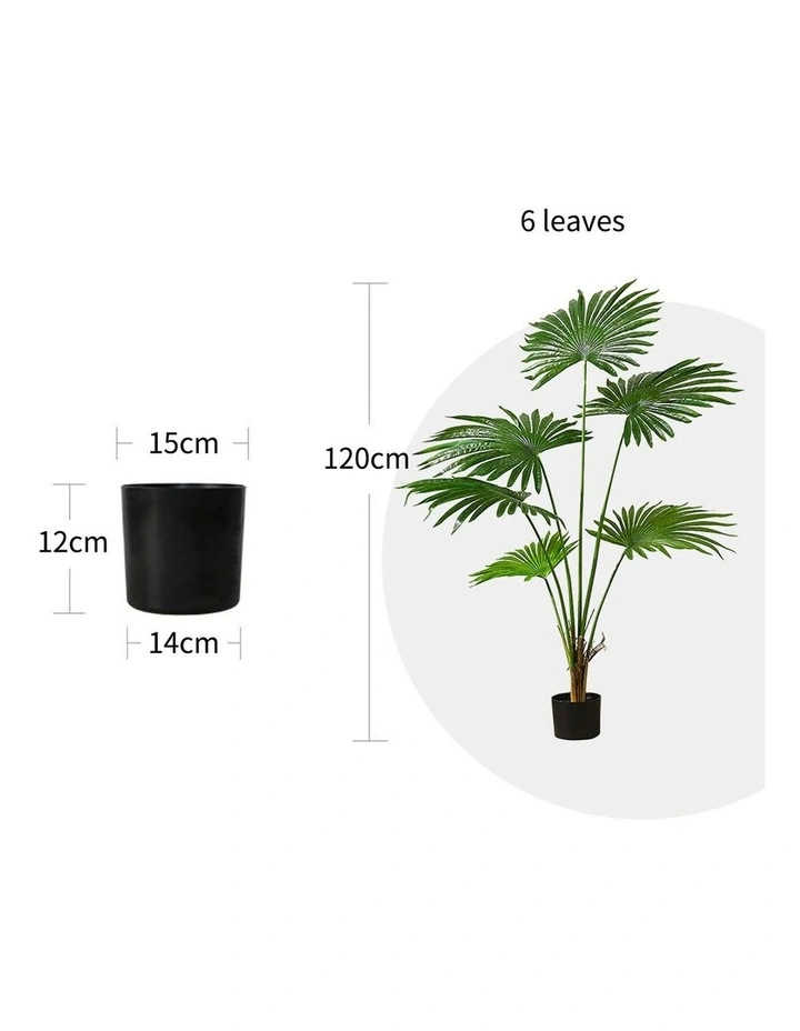 SOGA 2 Pack Fan Palm Artificial Plant 120cm image 2
