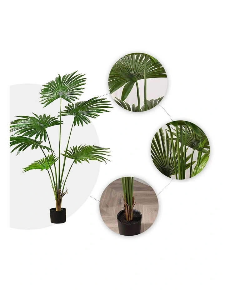 SOGA 2 Pack Fan Palm Artificial Plant 120cm image 4