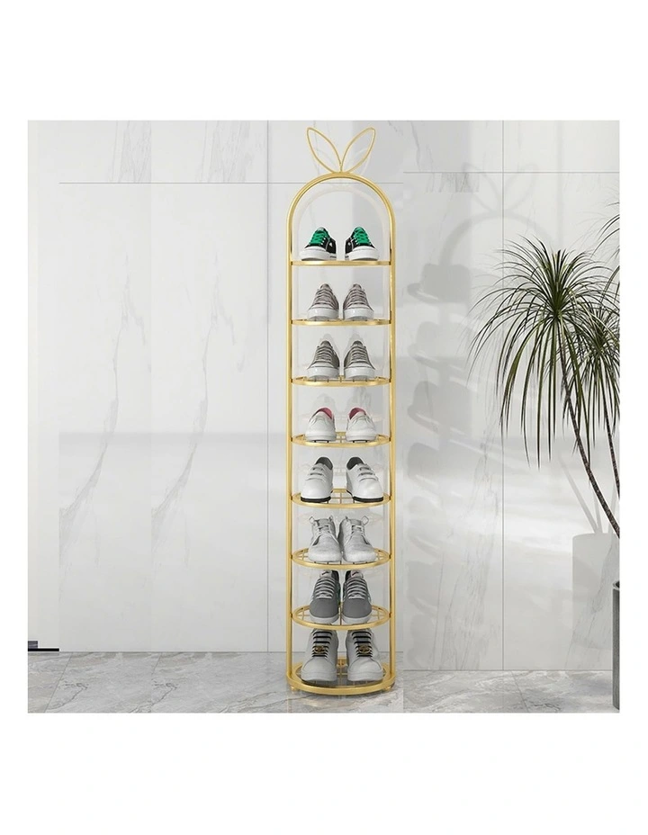 SOGA 7 Tier Gold Metal Shoe Rack Bunny Ears Footwear Storage Shelf image 2
