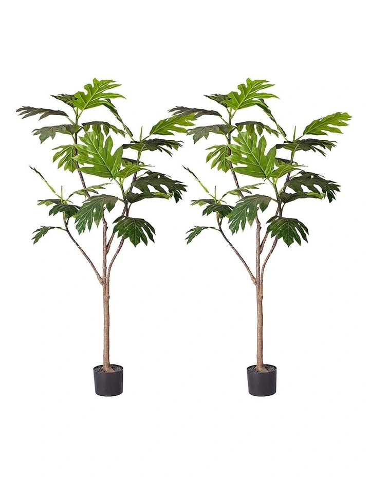 SOGA 2 Pack Split Leaf Philodendron Artificial Tree 180cm image 1