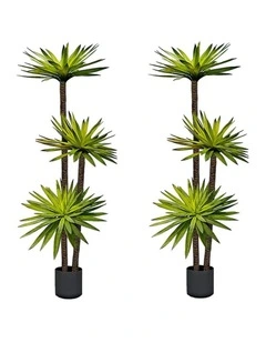 SOGA 2 Pack Yucca Artificial Tree 3 Branches 180cm