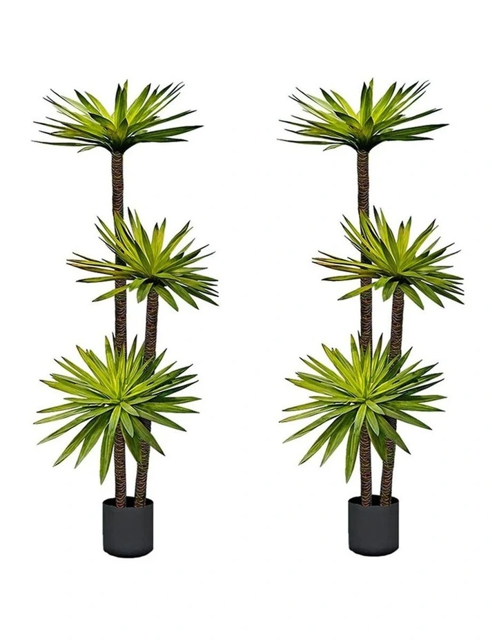 SOGA 2 Pack Yucca Artificial Tree 3 Branches 180cm image 1