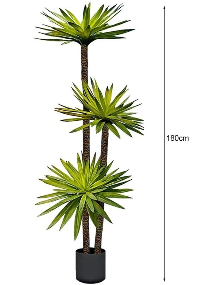 SOGA 2 Pack Yucca Artificial Tree 3 Branches 180cm image 2