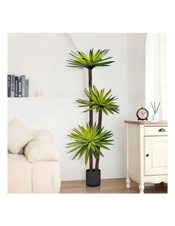 SOGA 2 Pack Yucca Artificial Tree 3 Branches 180cm image 3