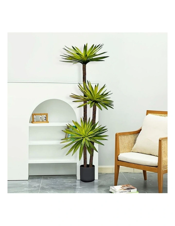 SOGA 2 Pack Yucca Artificial Tree 3 Branches 180cm image 4