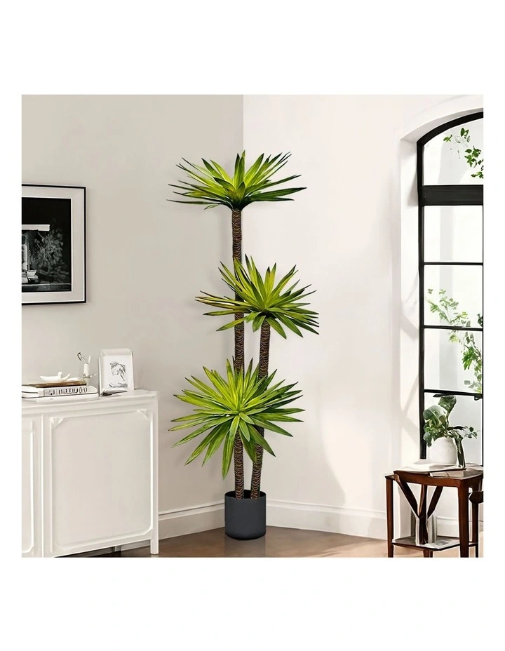 SOGA 2 Pack Yucca Artificial Tree 3 Branches 180cm image 5