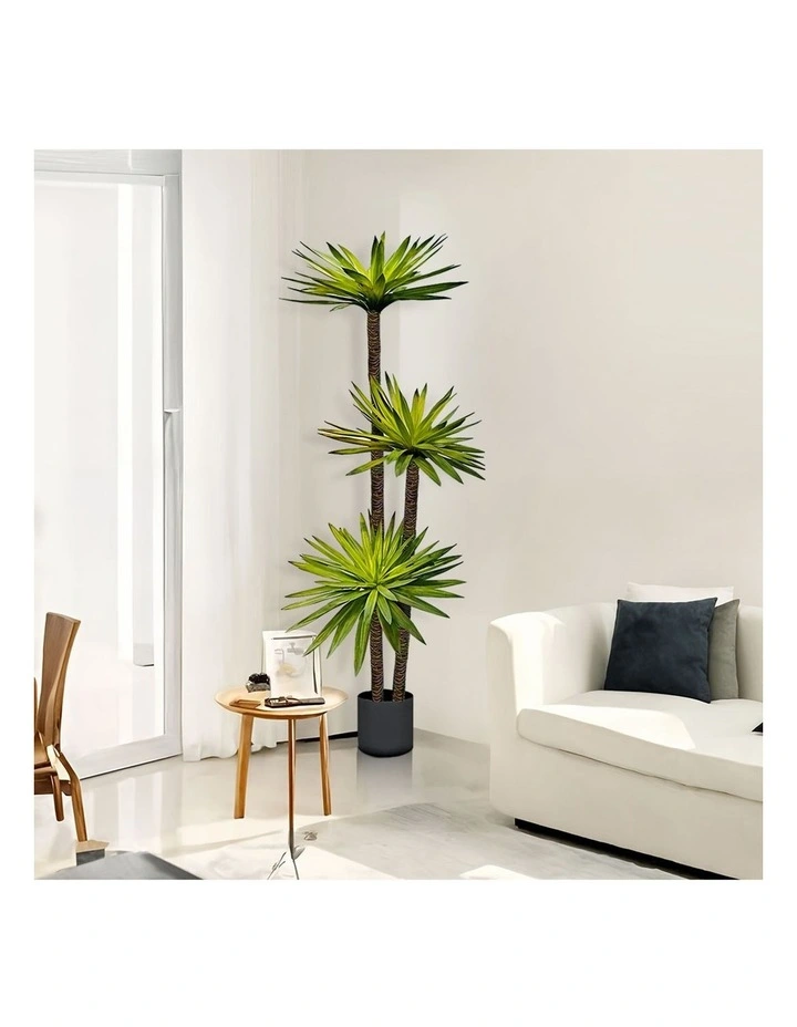 SOGA 2 Pack Yucca Artificial Tree 3 Branches 180cm image 6