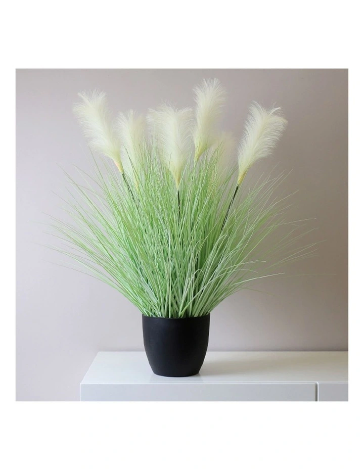 SOGA 2 Pack Green White Reed Bulrush Grass Artificial Plant 110cm image 4
