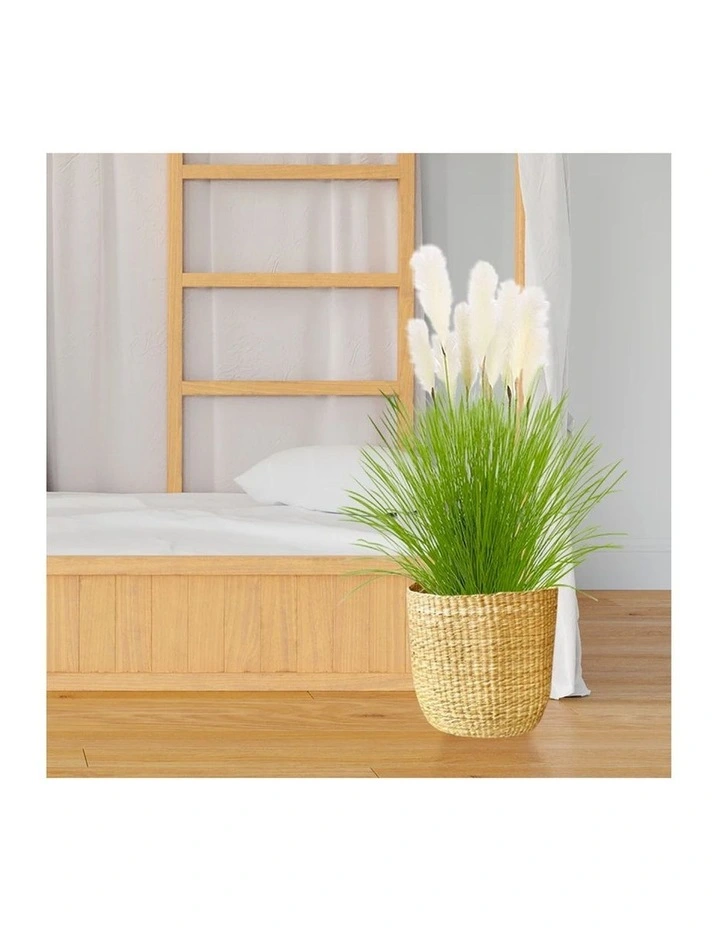 SOGA 2 Pack Green White Reed Bulrush Grass Artificial Plant 110cm image 6
