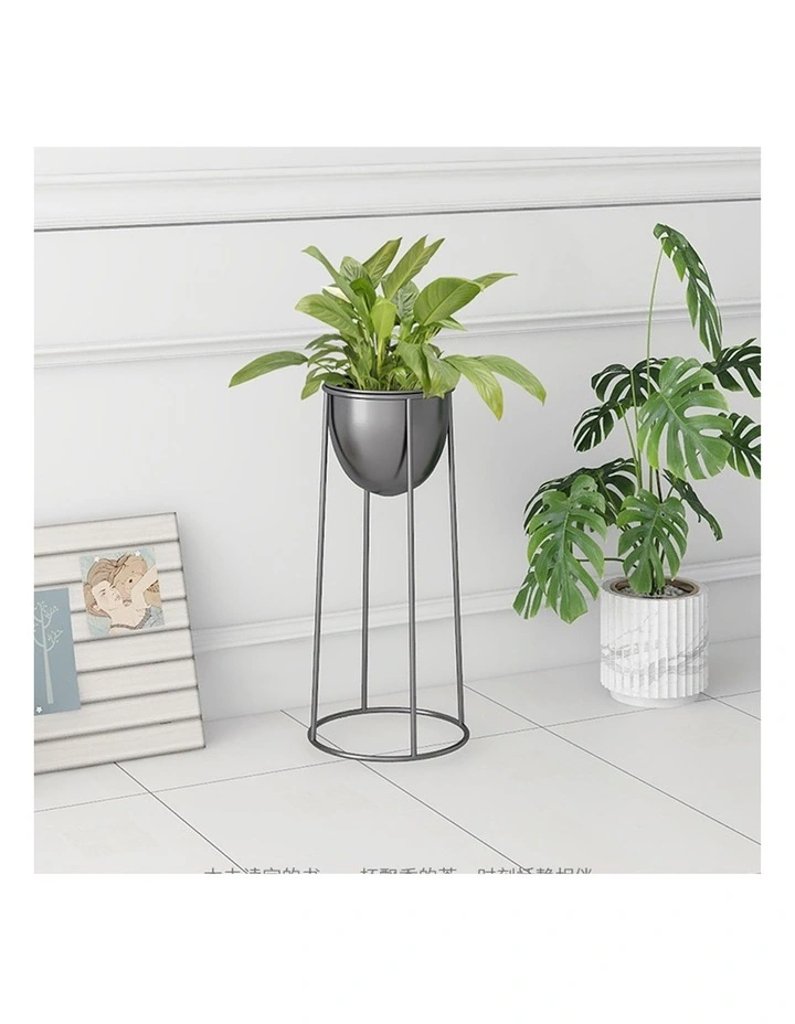 SOGA 2X 70cm Round Wire Metal Flower Pot Stand with Black Flowerpot Holder Rack image 4