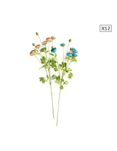 SOGA 12 Pack Blue Artificial Silk Rose Stems