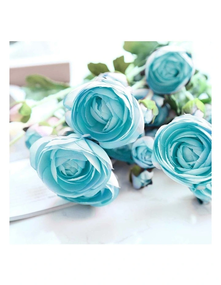 SOGA 12 Pack Blue Artificial Silk Rose Stems image 4