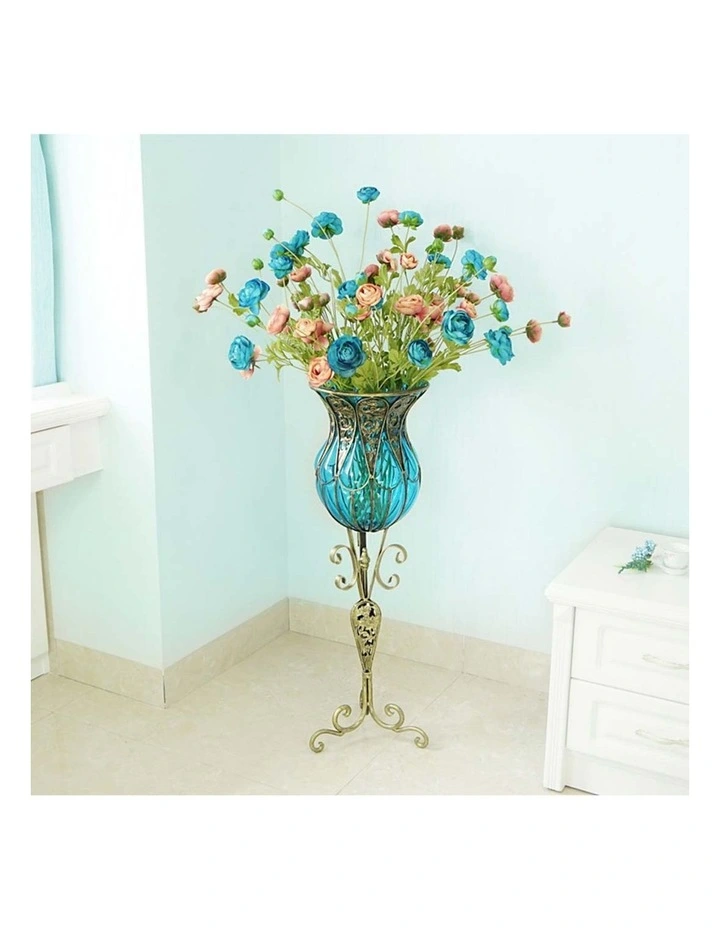 SOGA 12 Pack Blue Artificial Silk Rose Stems image 7