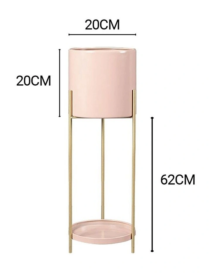 SOGA 60cm Gold Metal Plant Stand 2 Tier Flower Pot Display Rack Pink image 2