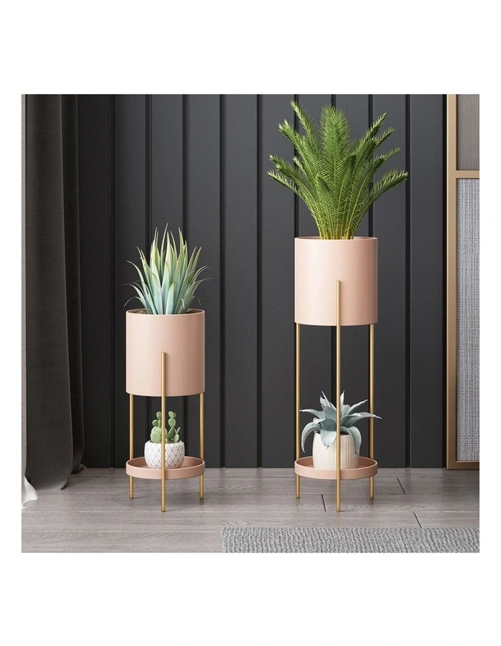 SOGA 60cm Gold Metal Plant Stand 2 Tier Flower Pot Display Rack Pink image 4