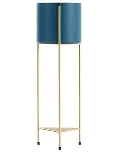 SOGA 65cm Gold Metal Plant Stand 2 Tier Flower Pot Display Rack Blue