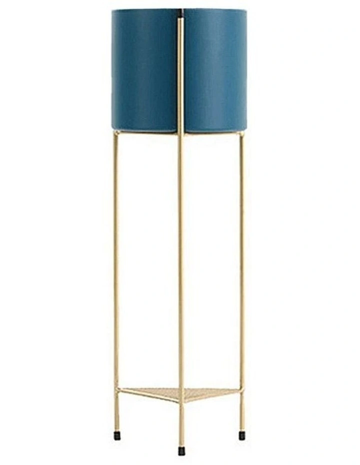 SOGA 65cm Gold Metal Plant Stand 2 Tier Flower Pot Display Rack Blue image 1
