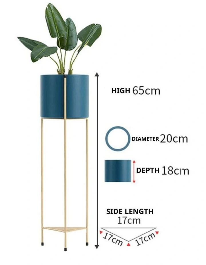 SOGA 65cm Gold Metal Plant Stand 2 Tier Flower Pot Display Rack Blue image 2