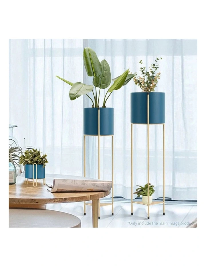 SOGA 65cm Gold Metal Plant Stand 2 Tier Flower Pot Display Rack Blue image 3