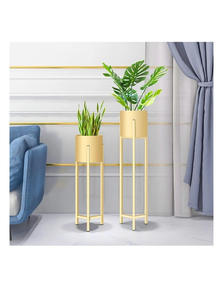 SOGA 2X 75cm Gold Metal Plant Stand with Flower Pot Holder Corner Shelving Rack image 4