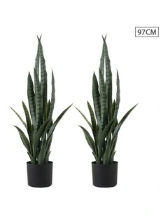 SOGA 2 Pack Green Snake Sansevieria Artificial Plant 97cm